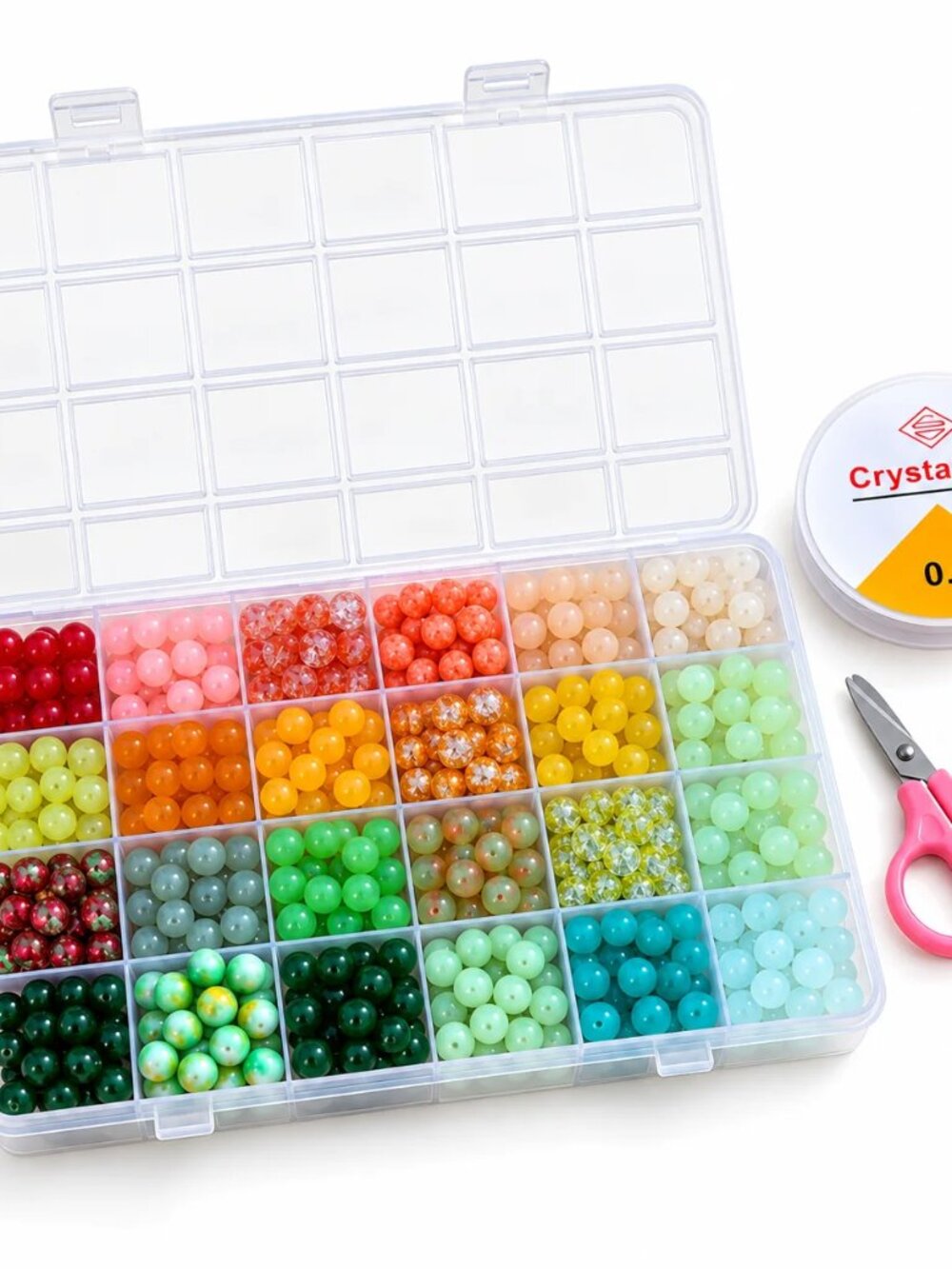 Colorful 8 mm Glass Bead Bracelet-Making Kit – Approx. 520 Beads